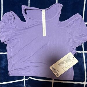 Lululemon Purple Cut out Shoulder Yoga Top
